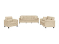 3-piece sofa set with cushions, cream microfiber fabric HLMF72863