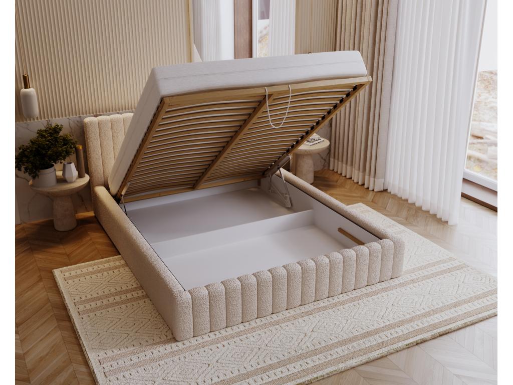 Dormeva Billo Upholstered Bed 160x200 cm - Double Bed with Storage Headboard - Adult/Teen Bedroom Bed - Curly Green Anthology 13 LVWG88405