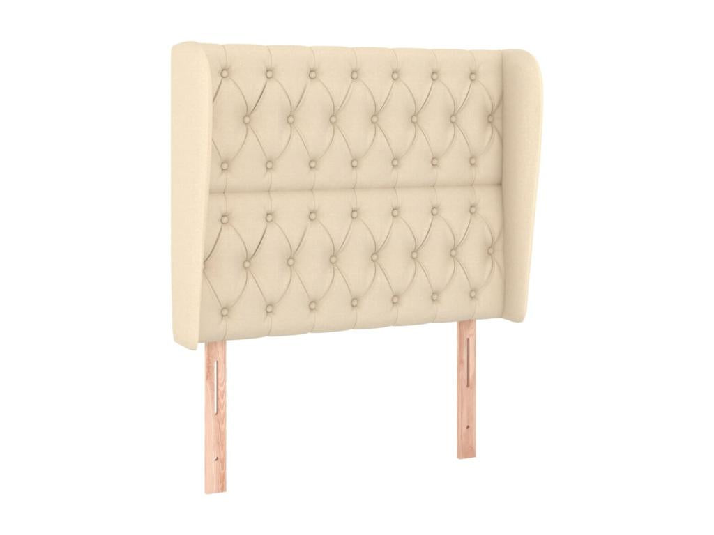 Headboard with wings, Cream, 93x23x118/128 cm, Fabric BMZX46998