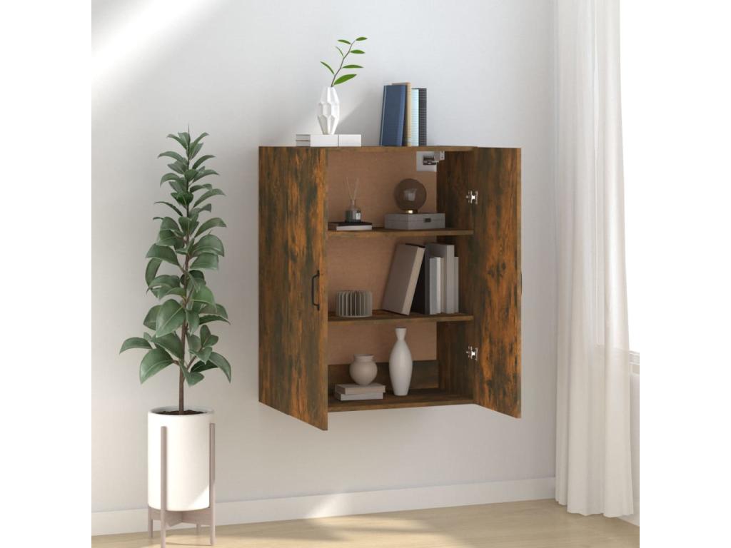 Wall-mounted cabinet, smoked oak, 69.5x34x90 cm, engineered wood, WJEQ86282