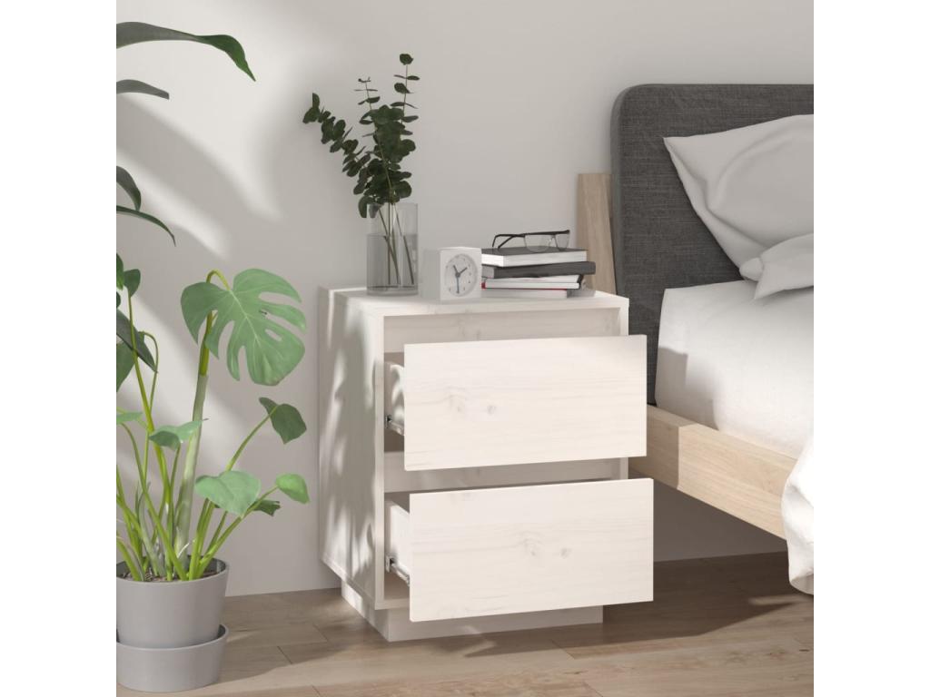Dormeva - White Bedside Table 40x35x50 cm Solid Pine Wood PRZH57778