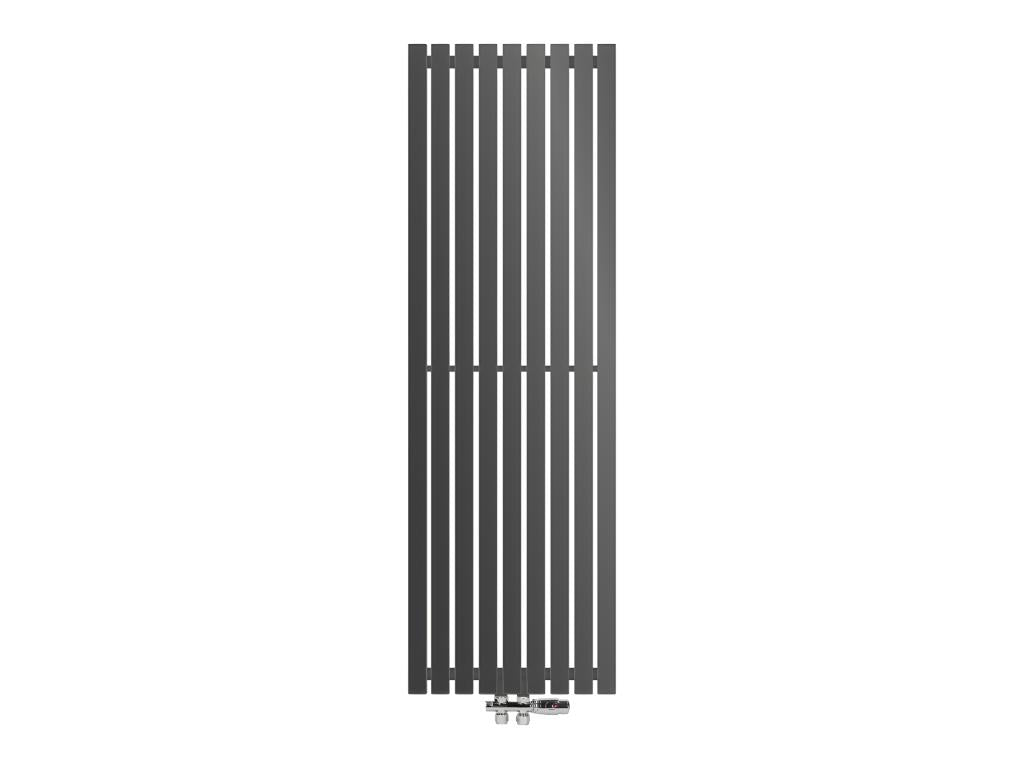 Lysvia 480x1400 mm anthracite bathroom radiator with floor connection fitting SETS49839