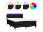 Upholstered bed base with mattress and LED lighting, black, 140x200 cm, fabric LGLY74087