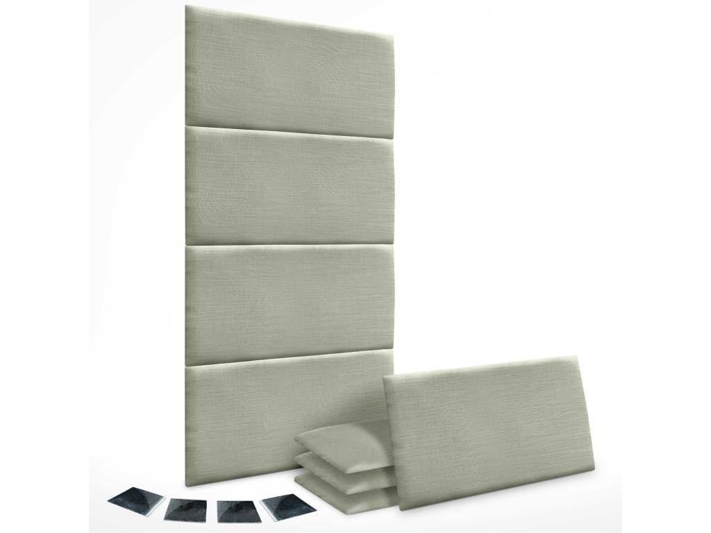 Lysvia Set of 8 Self-Adhesive Linen Wall Panels, Sound Absorbing, Shockproof, and Suitable for Bed Headboards, Green, 60x40cm x8 RIXR04814