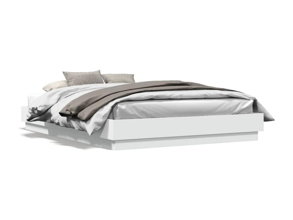White bed frame 160x200 cm engineered wood CTUA23350