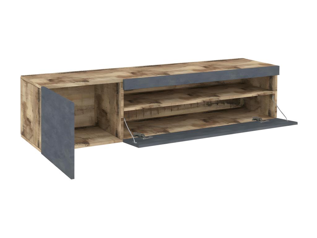 Lysvia TV Stand, Low Sideboard, TV Base, Made in Italy, 150x40x37 cm, Maple and Slate, GOFG26868