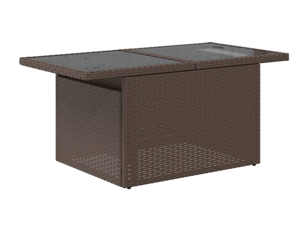 7-piece garden furniture set with cushions, brown woven resin WVGK77929