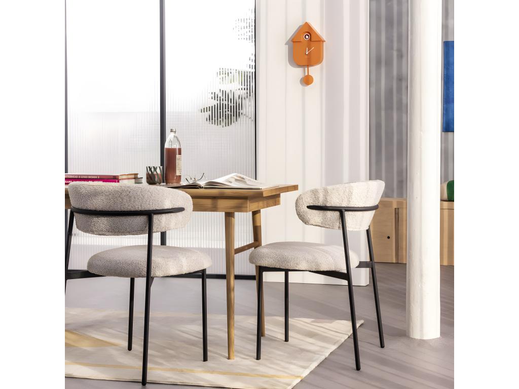 Lysvia - Set of 2 chairs in bouclé fabric and metal - Mottled ecru LNFB70483