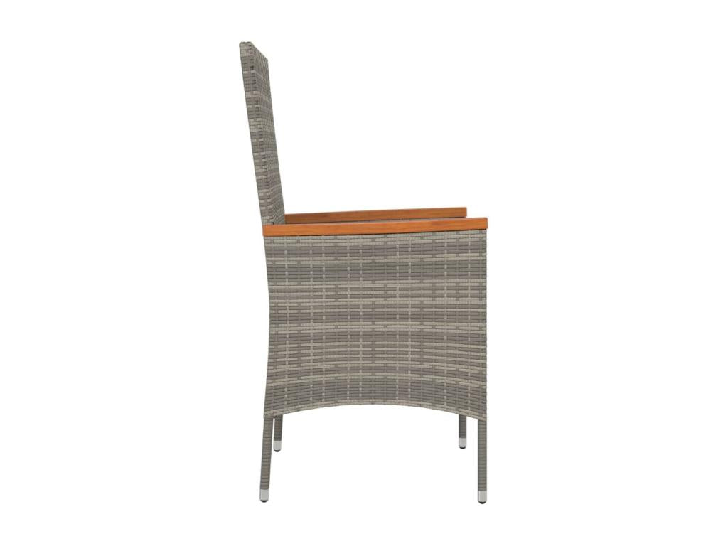 Garden chairs with cushions, set of 4, woven resin, grey, IAUO04689