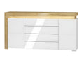 Lysvia White and Wood 2-Door 4-Drawer Buffet with LED Lighting UKFY01152