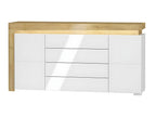 Lysvia White and Wood 2-Door 4-Drawer Buffet with LED Lighting UKFY01152