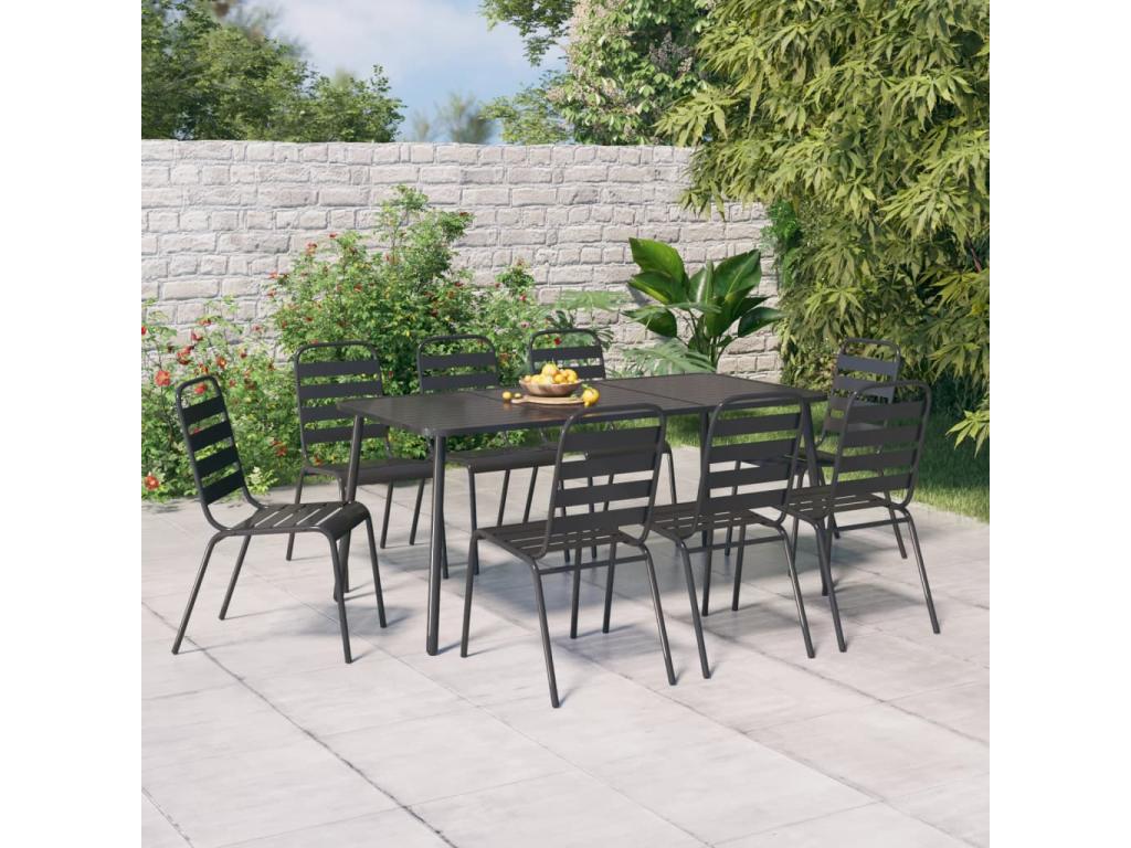 9-piece garden dining set, anthracite steel ISGW03972