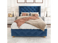 90x200cm bed upholstered in velvet - with slatted base by Lysvia - Blue XNOQ47385