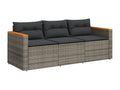 Garden sofa with cushions, 3-seater grey woven resin IDDA16343