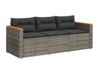 Garden sofa with cushions, 3-seater grey woven resin IDDA16343
