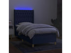 Lysvia bed base with mattress and LED light, blue, 90x200 cm, fabric FABZ48850