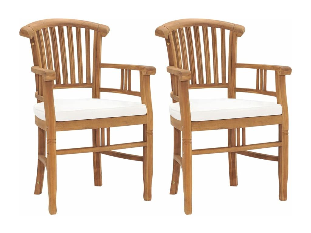 Set of 2 garden chairs with cream-white cushions, teak wood, RLZW04854