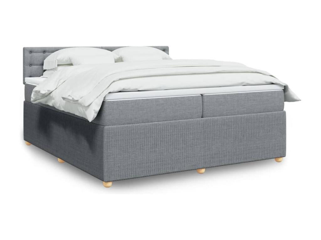 Lysvia bed base with light grey mattress 200x200cm Fabric SQZS32830