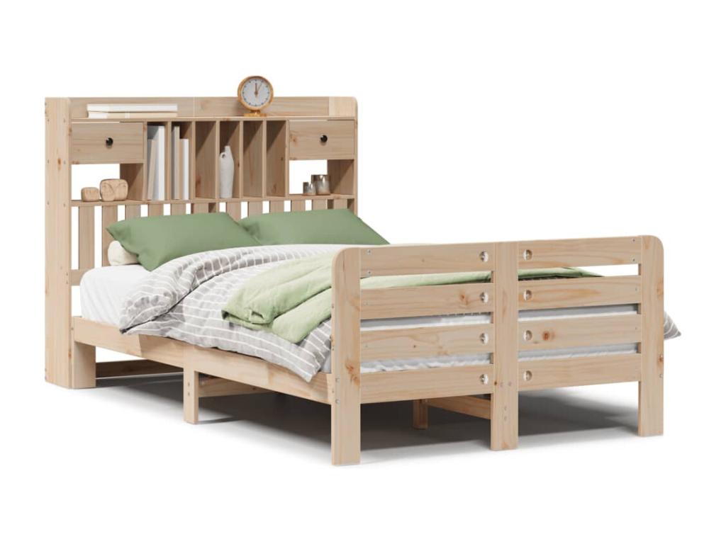 Bookshelf bed without mattress, 135x190 cm, solid pine wood, PEWB62457
