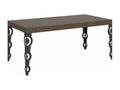 Rectangular oriental table for 8 people, L 180cm, dark wood and anthracite metal legs, Lysvia WGHP27658