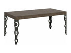 Rectangular oriental table for 8 people, L 180cm, dark wood and anthracite metal legs, Lysvia WGHP27658