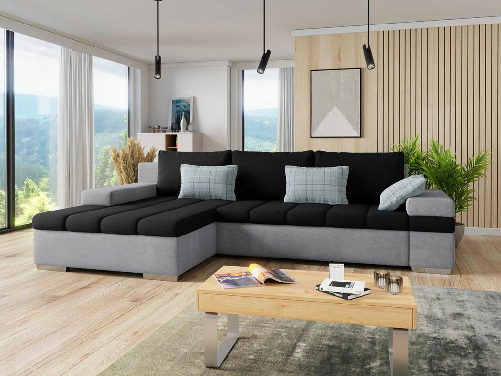 Dormeva 169 Corner Sofa Black Sleeping Function Bed Box 310x175x83cm GBHX91664