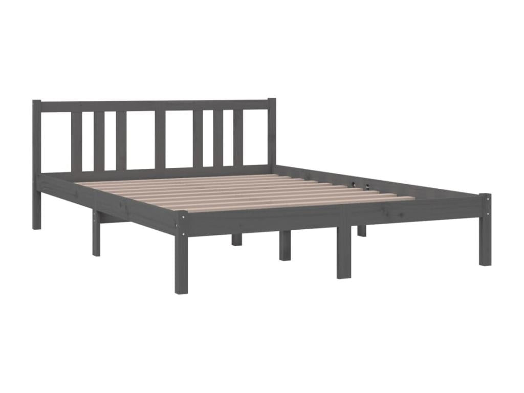 Bed frame Gray Solid wood 140x200 cm DENM52904