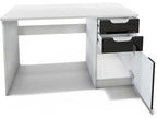 Desk with 2 Drawers and a Door, Matte White and High Gloss Black, 129x76x60 cm, YLIM05549