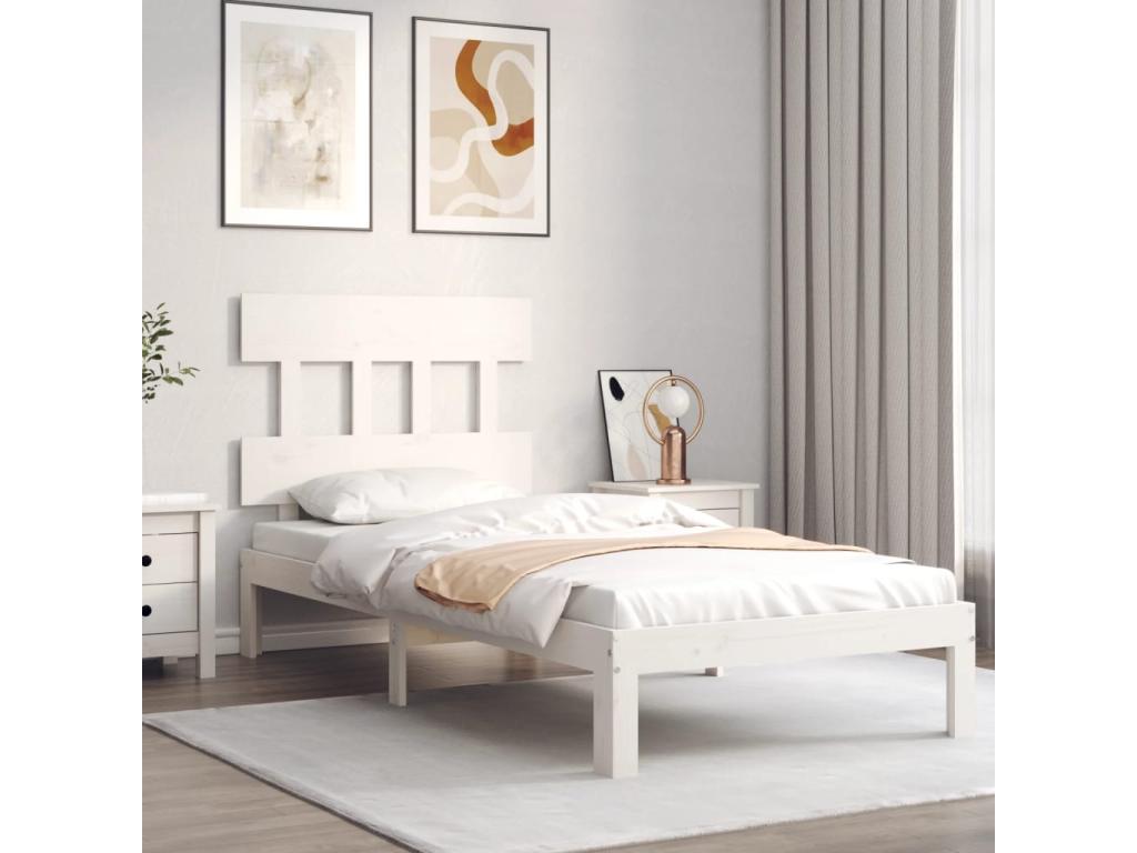 White bed frame and headboard 100x200 solid wood PFBF08228