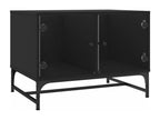 Coffee table with black glass doors, 68.5x50x50 cm, UNNV03436