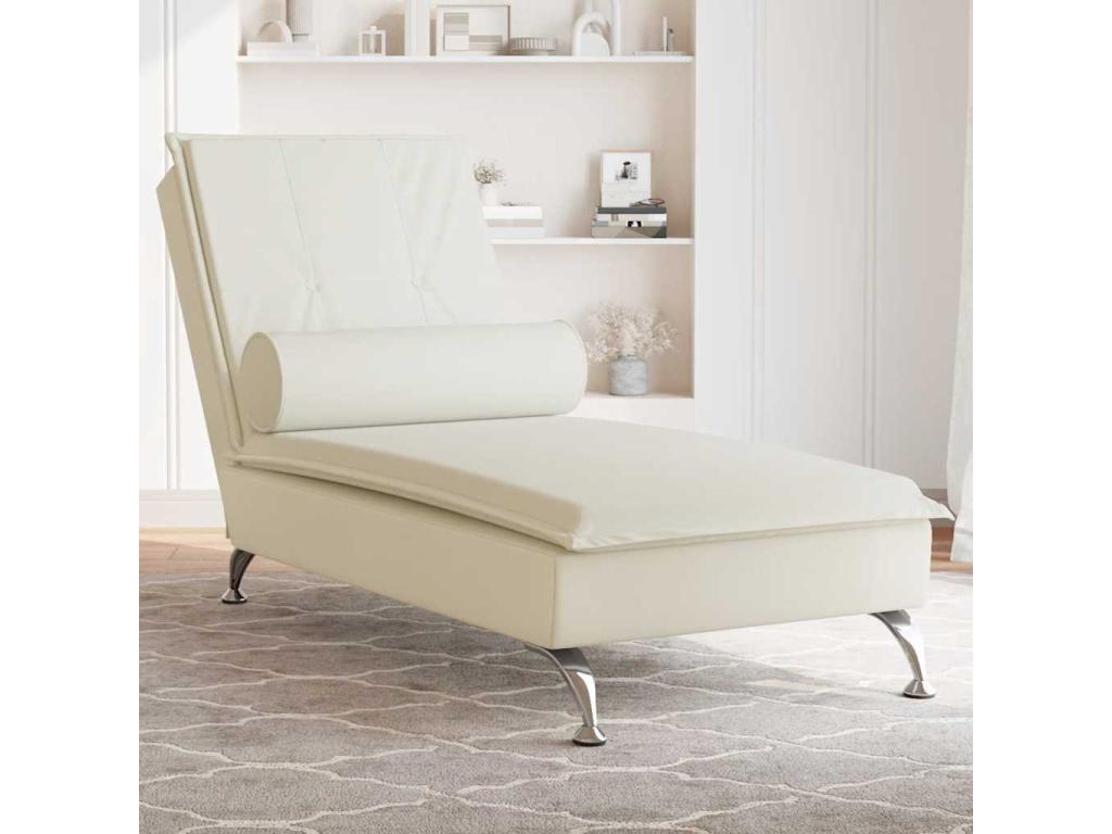 Massage chaise lounge with cream velvet bolster FXSI81747
