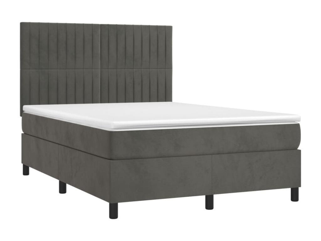 Lysvia bed base and mattress, Dark Grey 140x190 Velvet EVXI13979