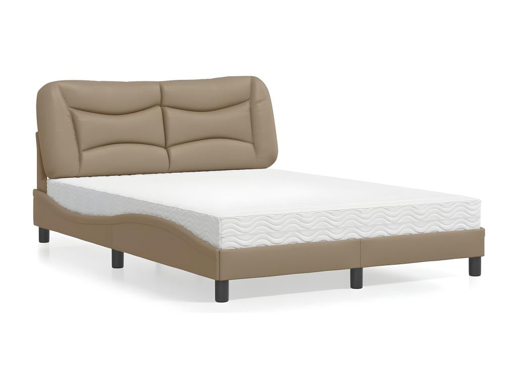 Bed with cappuccino mattress 140x200 faux leather VWVG59622