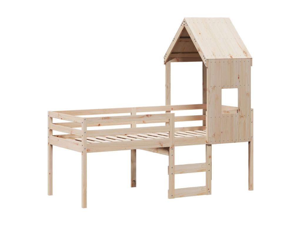 High bed with roof 90x200 cm solid pine wood BLXX52860
