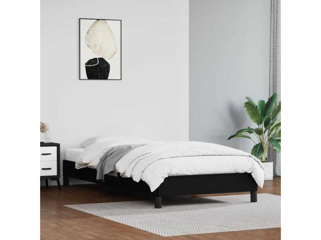 Black bed frame 100x200 cm Faux leather NTNX20810