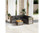 6-piece garden furniture set with grey resin wicker cushions FYQU94108