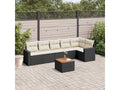 7-piece garden furniture set with cushions, black resin wicker KYJW80386