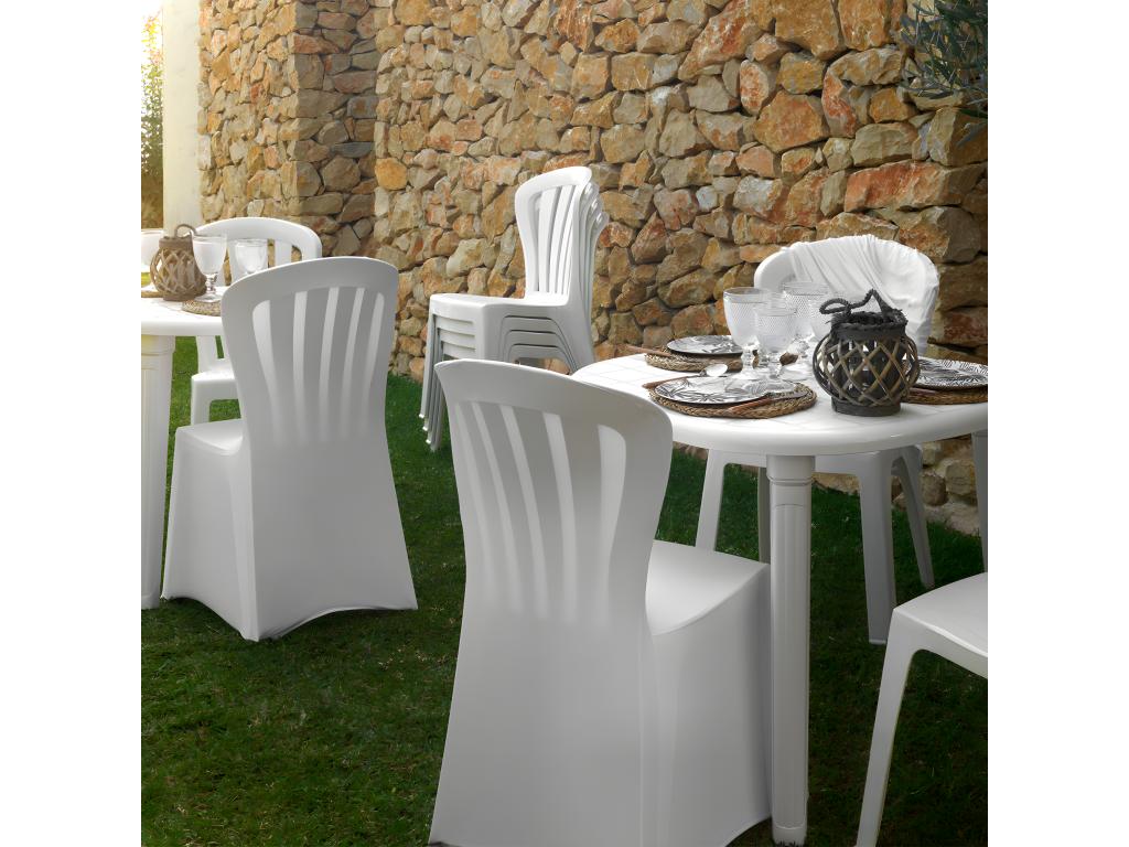 Set of 6 stackable resin garden chairs in white - Length 52 x Depth 52 x Height 88 cm VBCZ42854