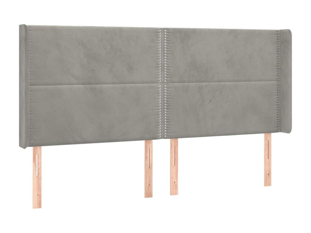 Headboard with wings, light grey, 203x16x118/128 cm, velvet, JHHW91590
