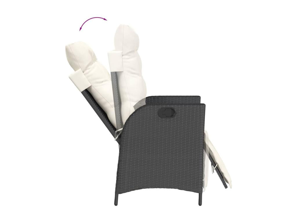 7-piece garden dining set with cushions, black woven resin BBMS75323