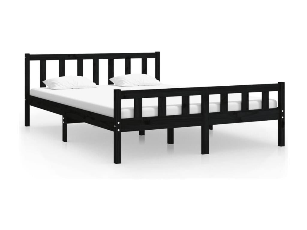 Black Solid Wood Bed Frame 150x200 cm Extra Large SYRI13159