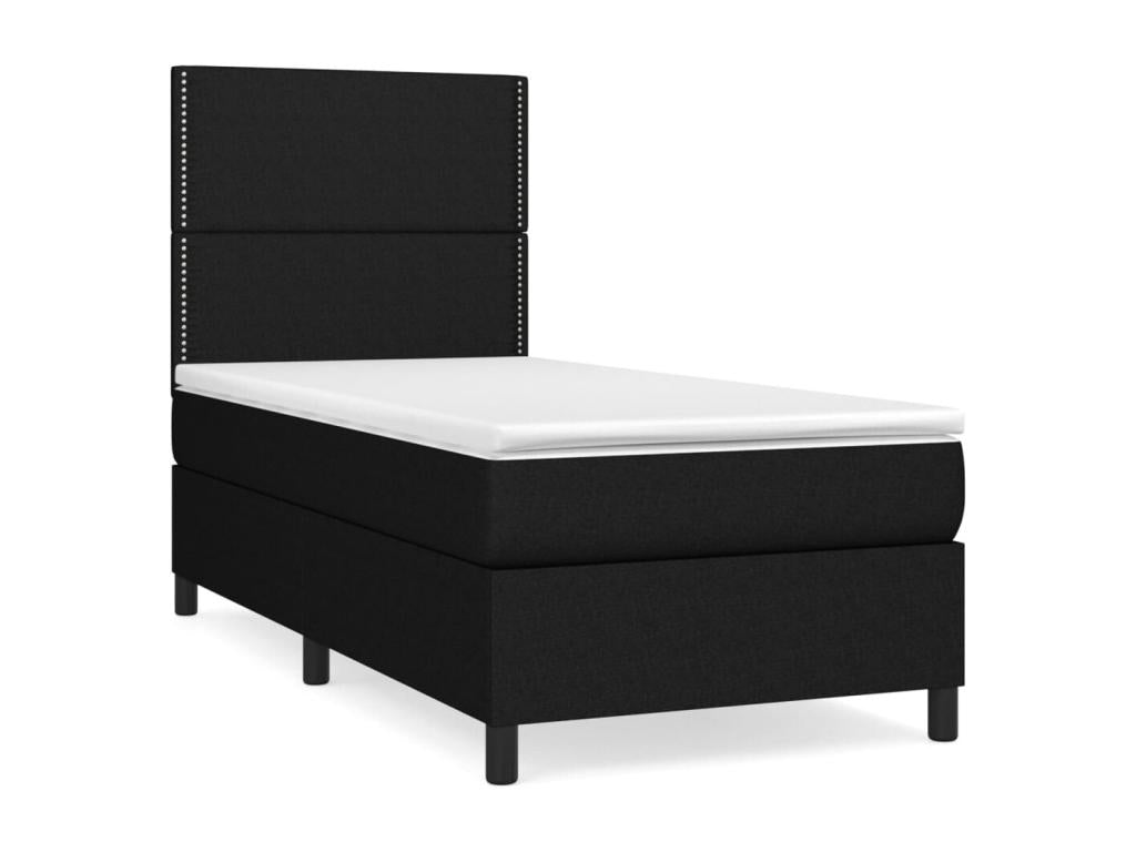 Upholstered bed base with mattress, black, 100x200 cm, fabric, GSZO34157