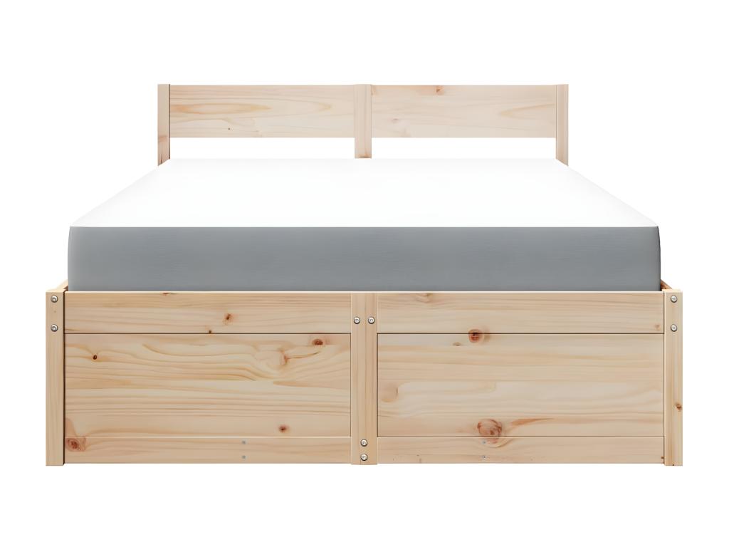 Bed with drawers and mattress 140x190 cm solid pine wood MYGE82031