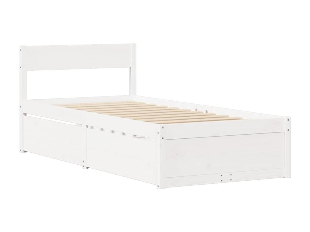 Bed frame with drawers, white, 100x200 cm, solid pine wood, NGDL68441