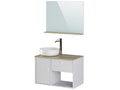 Bathroom cabinet in oak and white melamine - Length 80 x Depth 46 x Height 63 cm PLZU37754
