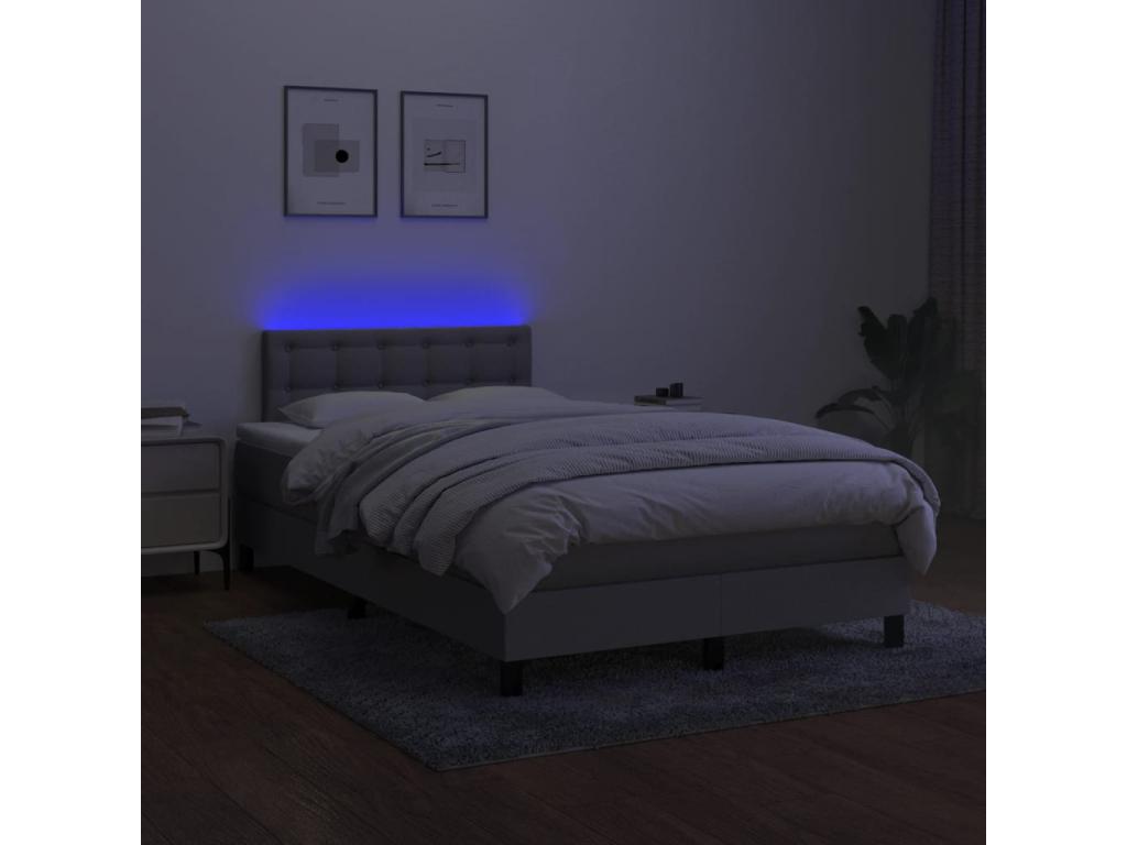 Dormeva bed base with LED light grey mattress 120x190 cm fabric PFRG49262