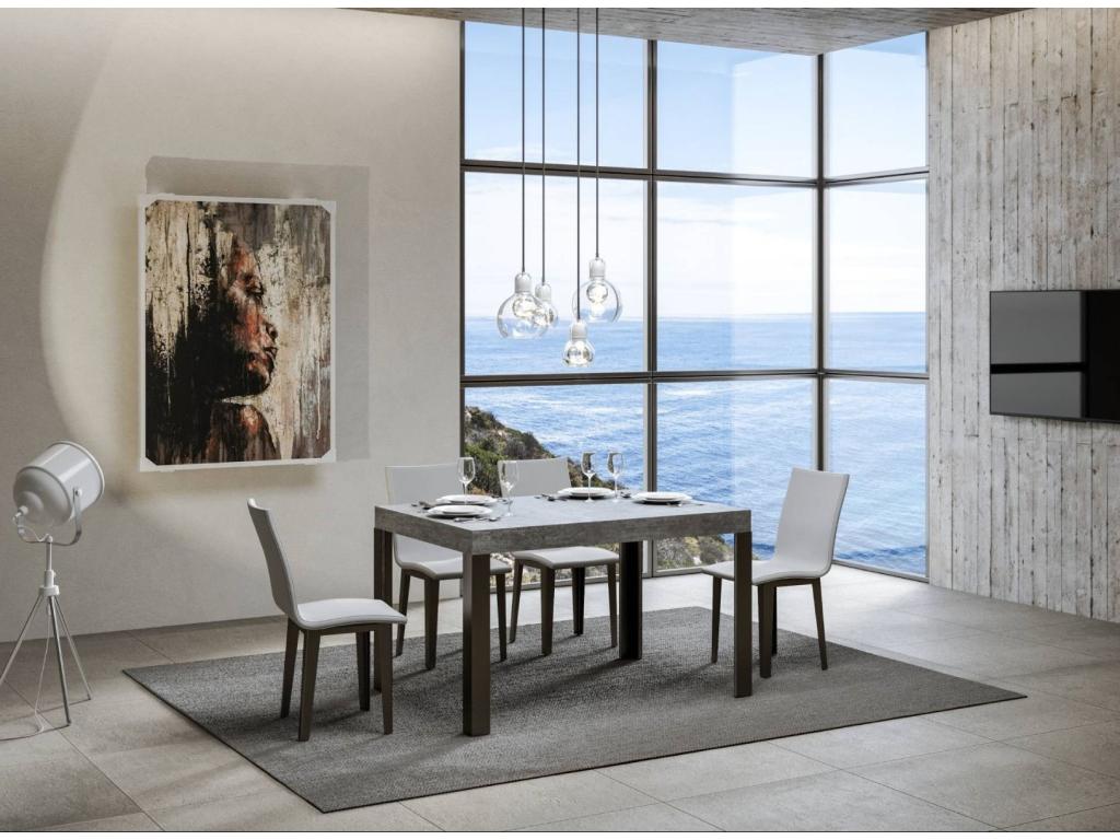 Dormeva rectangular dining table, concrete grey with dark grey metal legs, 130cm, SQOD99474