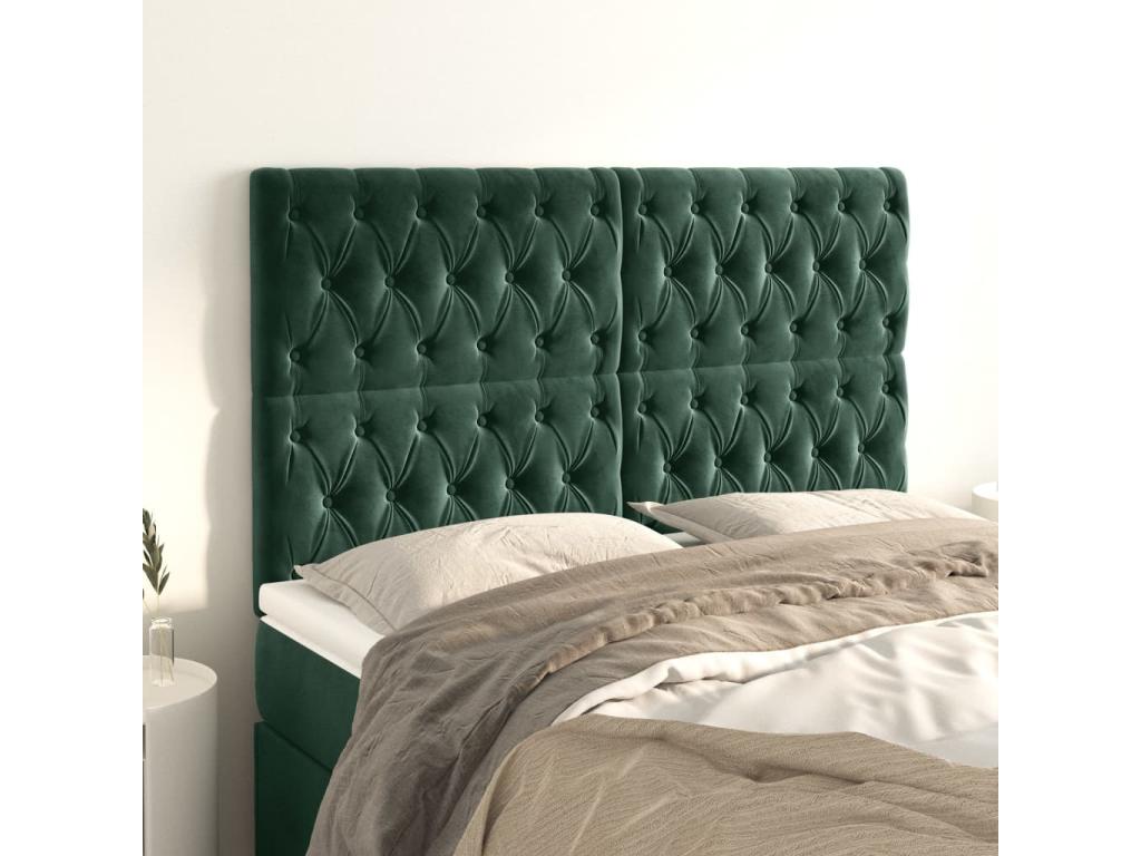 4-piece headboard set, dark green, 72x7x78/88 cm, velvet, SECB02209