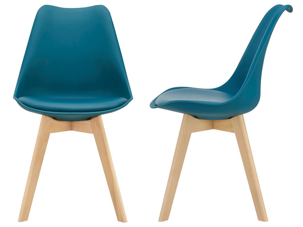 Set of 2 Dormeva Dining Chairs, Faux Beech, Turquoise, Dormeva ANRL19958