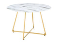 Lysvia round dining table for 4 people, gold glass with white marble effect ZDYL61585